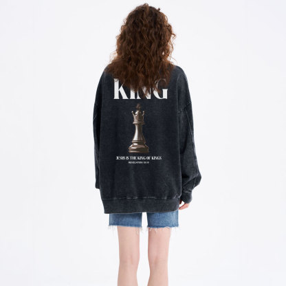 Jesus Is The King Of Kings Christian Washed Sweatshirt