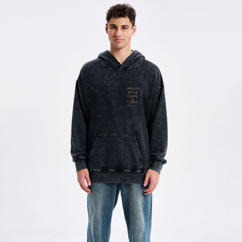 Peace Over Panic Christian Washed Hoodie