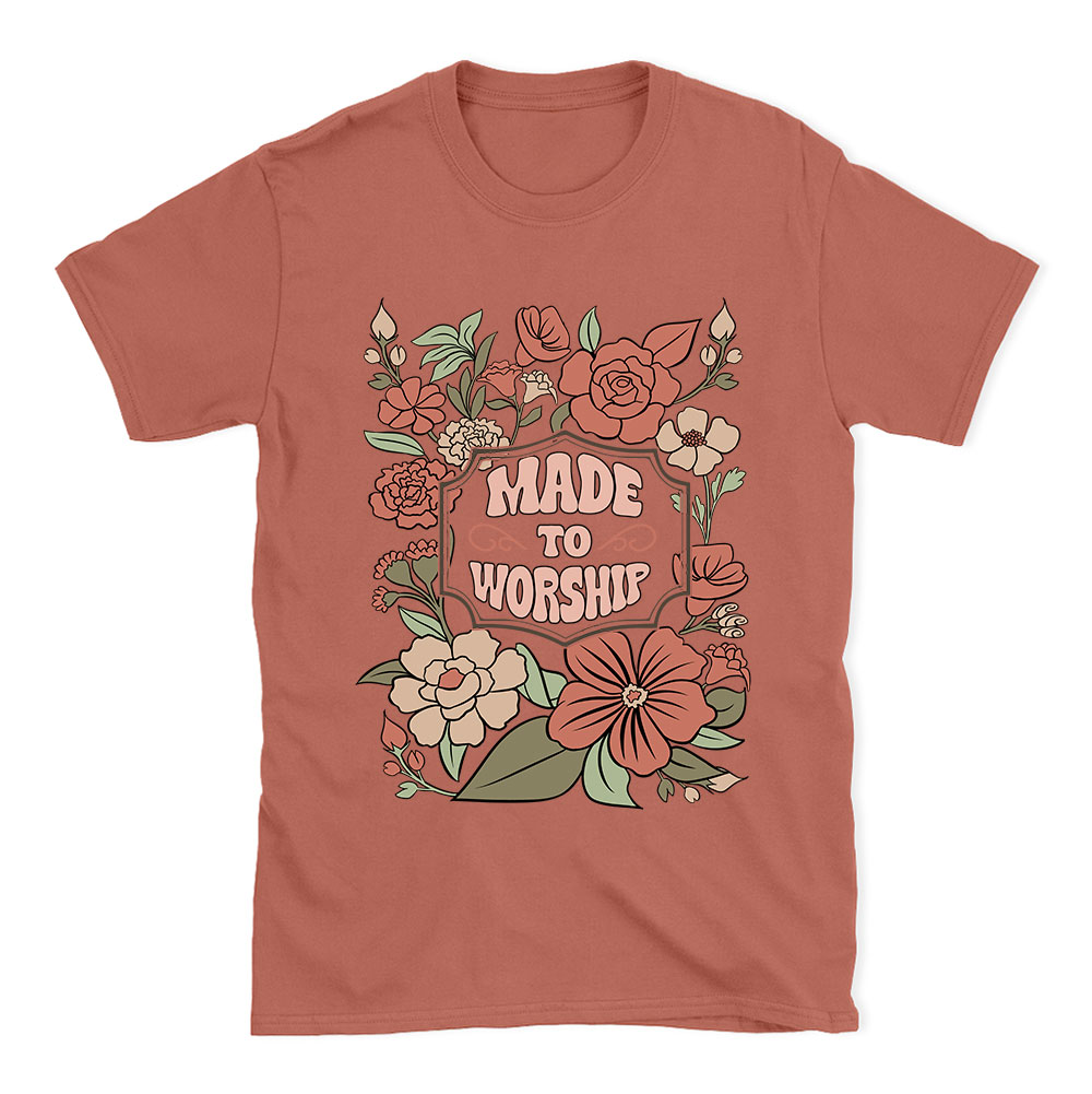 Made To Worship Retro Floral Christian T-Shirt