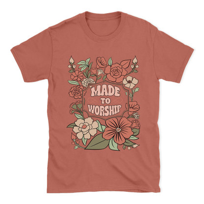 Made To Worship Retro Floral Christian T-Shirt