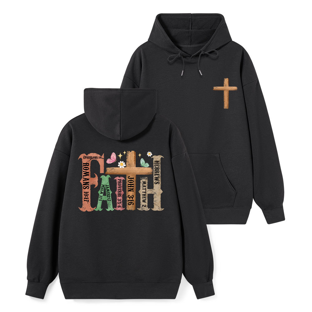 Retro Faith Cross Classic Christian Hoodie