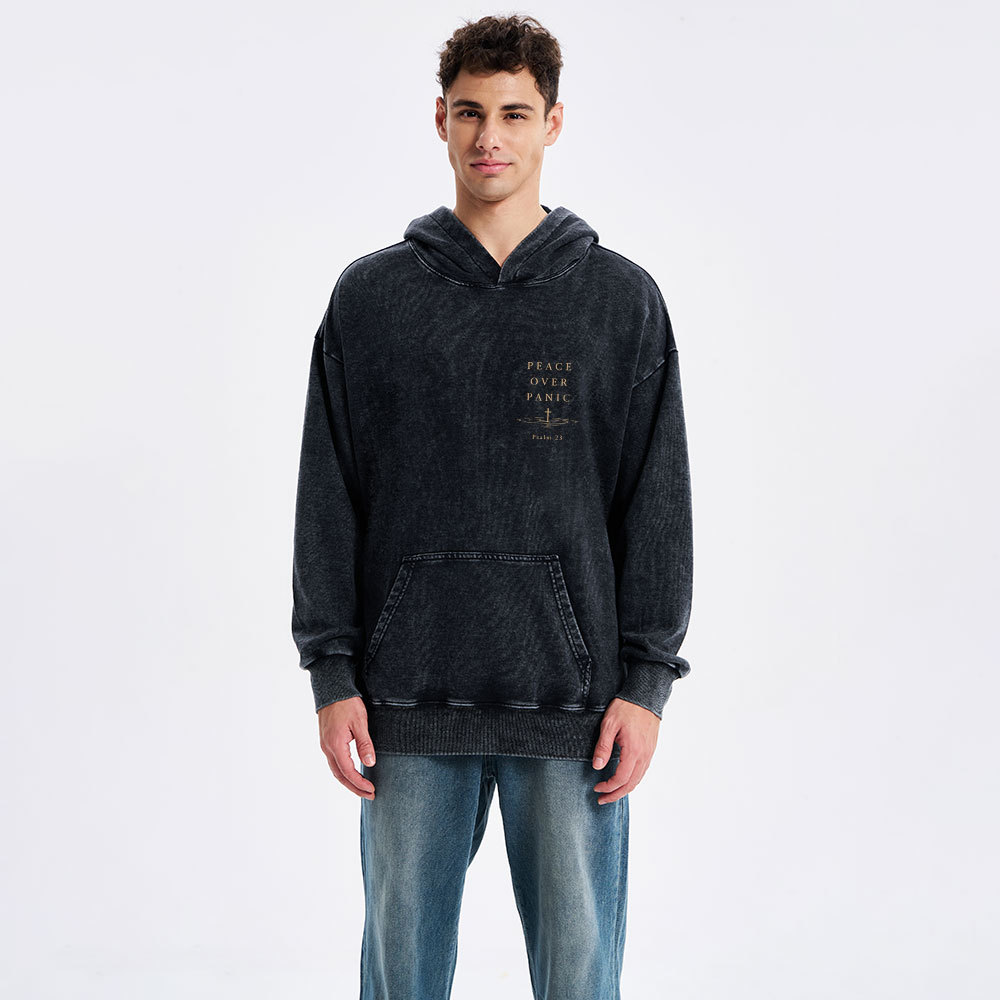 Peace Over Panic Christian Washed Hoodie