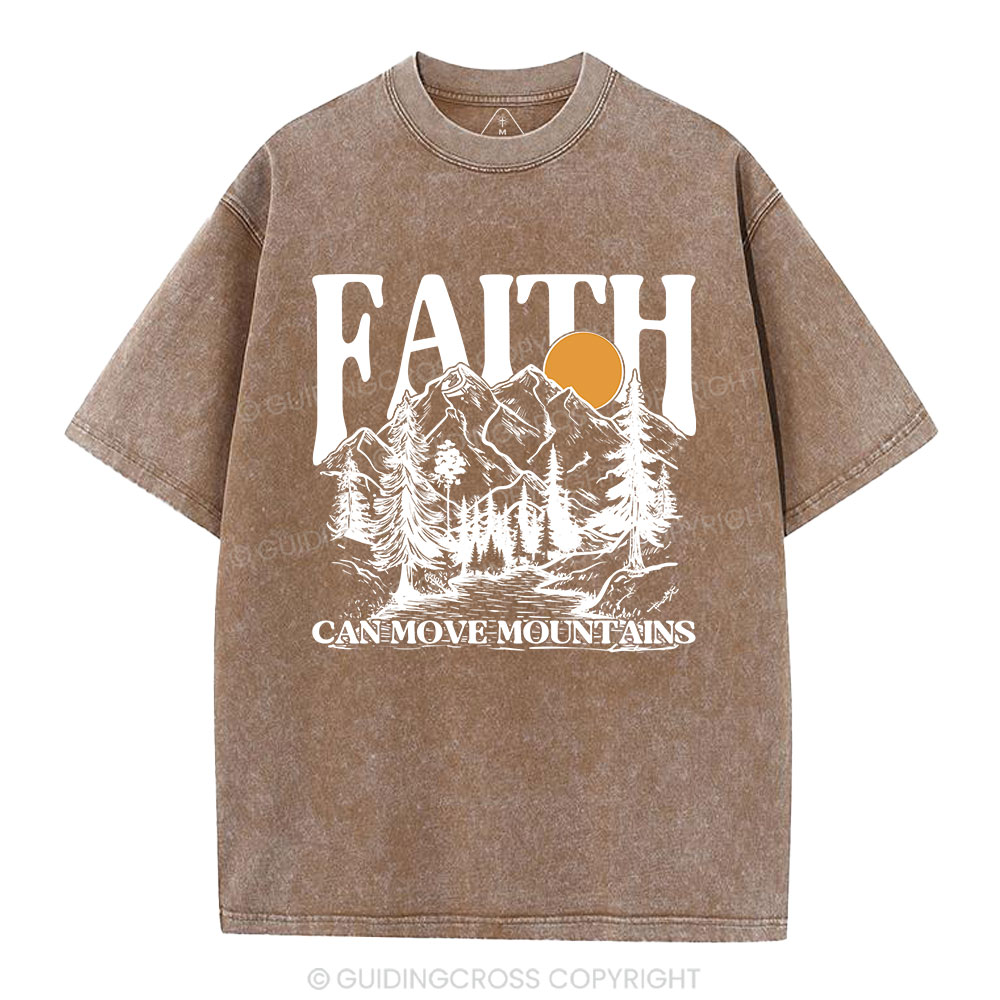 Faith Can Move Mountains Christian Washed T-Shirt