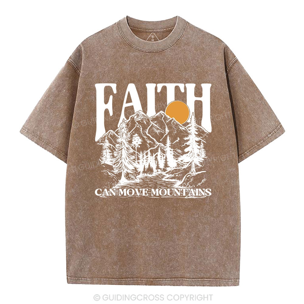 Faith Can Move Mountains Christian Washed T-Shirt