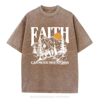 Faith Can Move Mountains Christian Washed T-Shirt