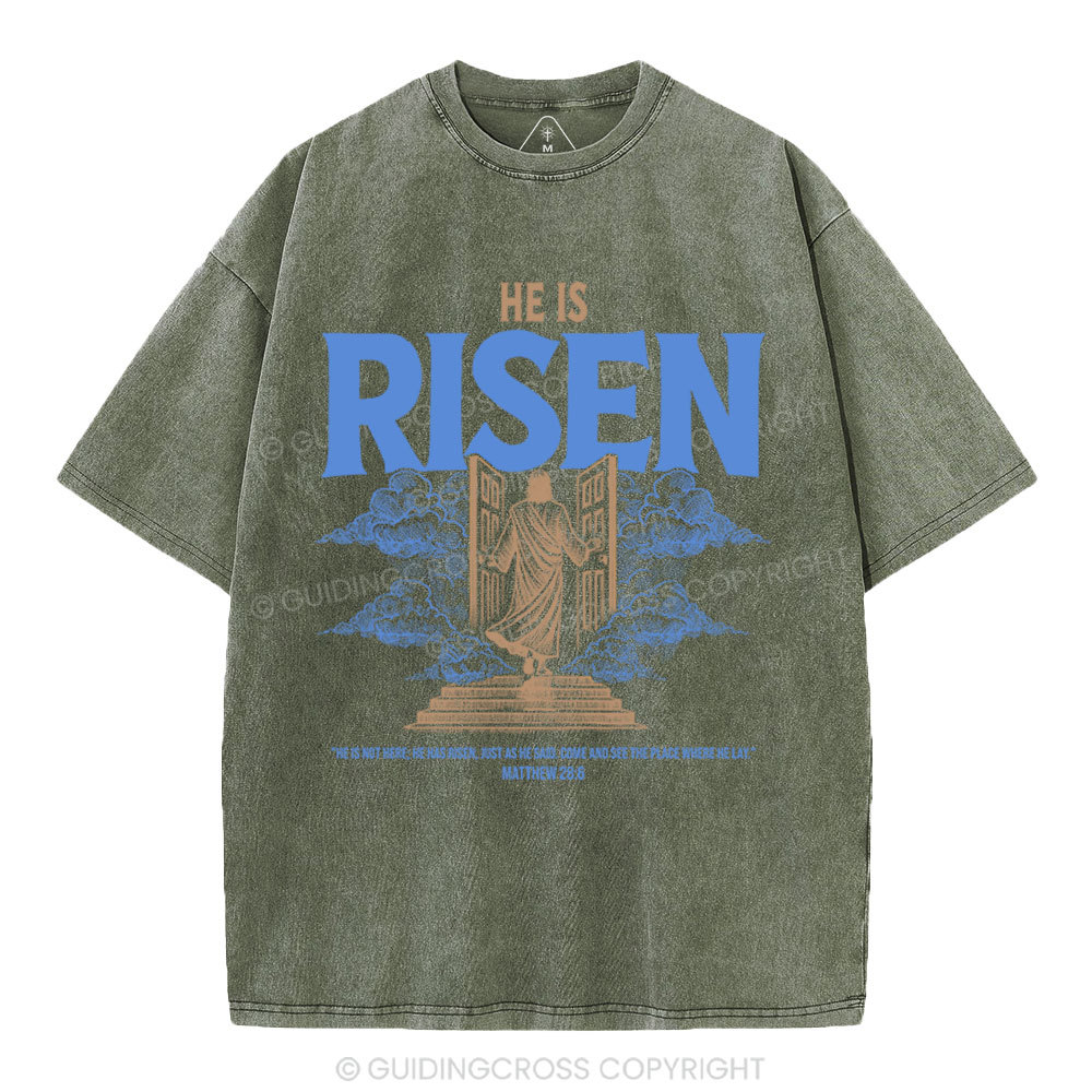 He Is Risen Christian Washed T-Shirt
