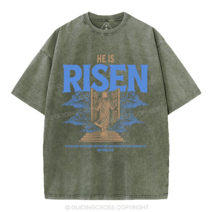He Is Risen Christian Washed T-Shirt
