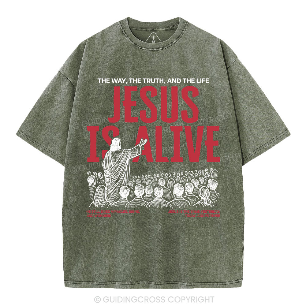 Jesus Is Alive Christian Washed T-Shirt