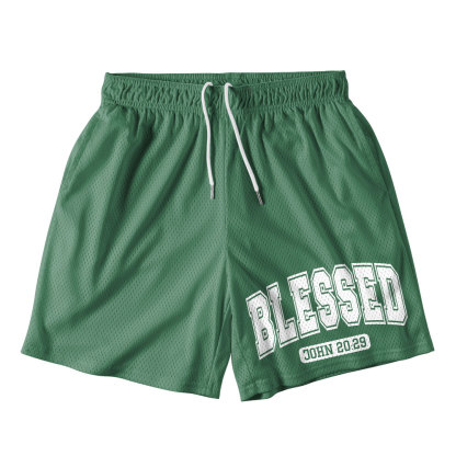 Blessed Green Christian Mesh Shorts
