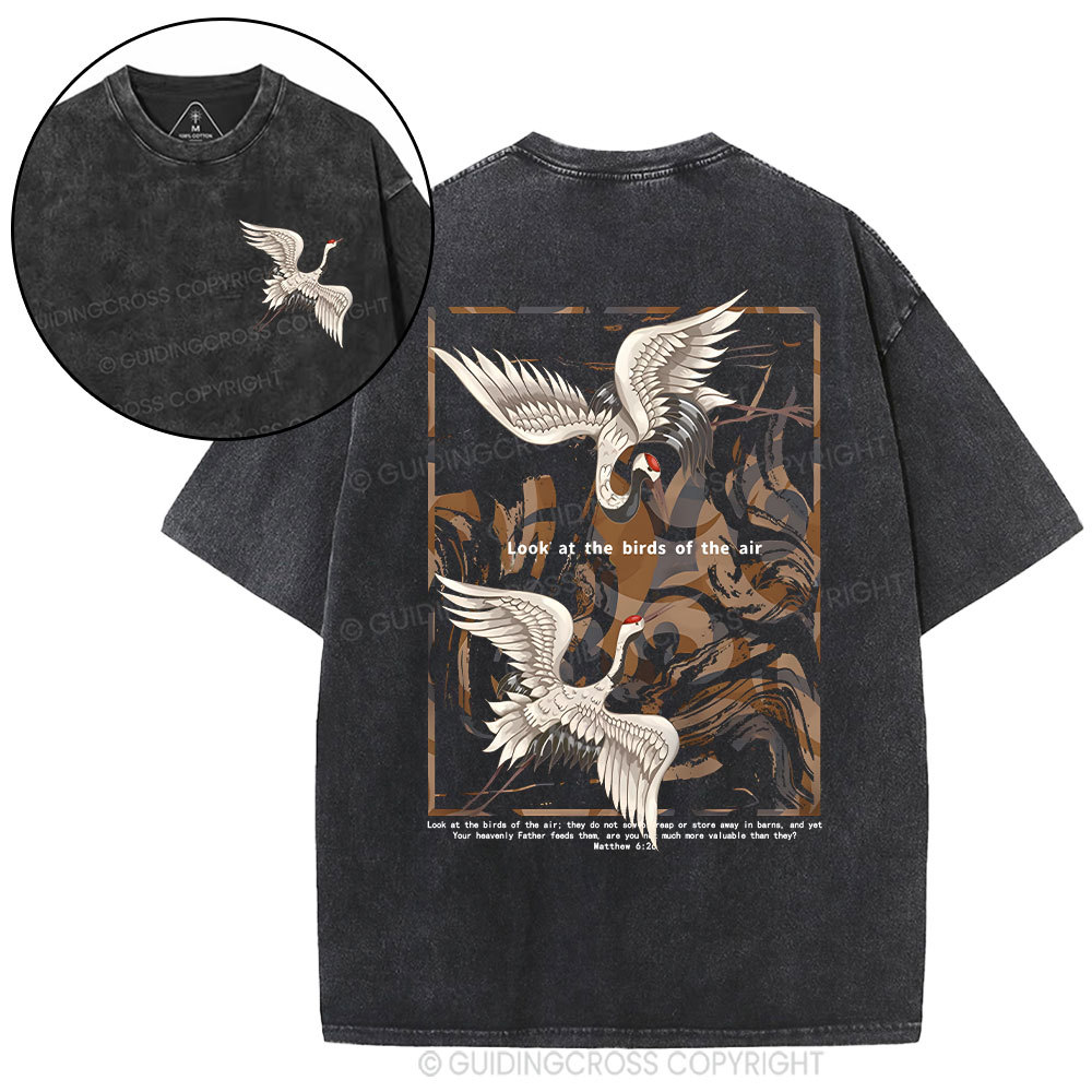 Look At The Birds Of The Air Christian Washed T-Shirt