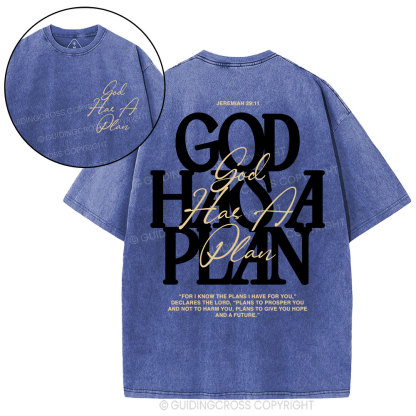God Has A Plan Christian Washed T-Shirt