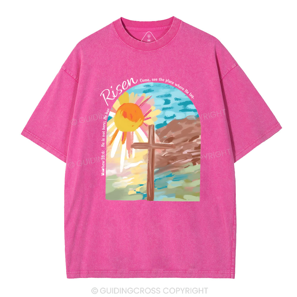 He Has Risen Christian Washed T-Shirt