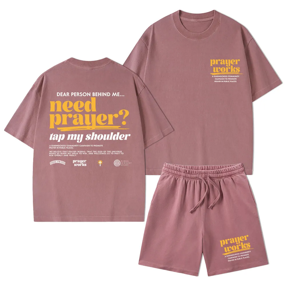 Need Prayer Tap My Shoulder Christian Washed T-Shirt & Shorts