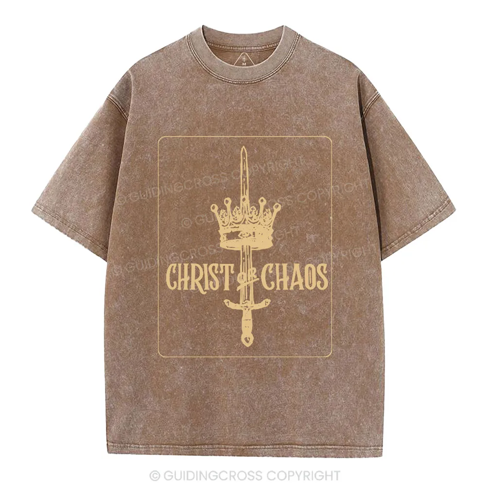 Christ Or Chaos Christian Washed T-Shirt