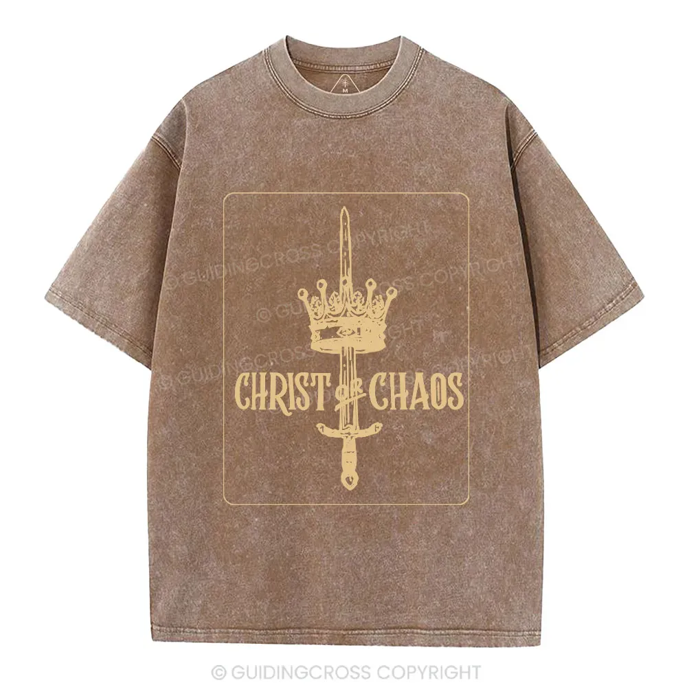 Christ Or Chaos Christian Washed T-Shirt