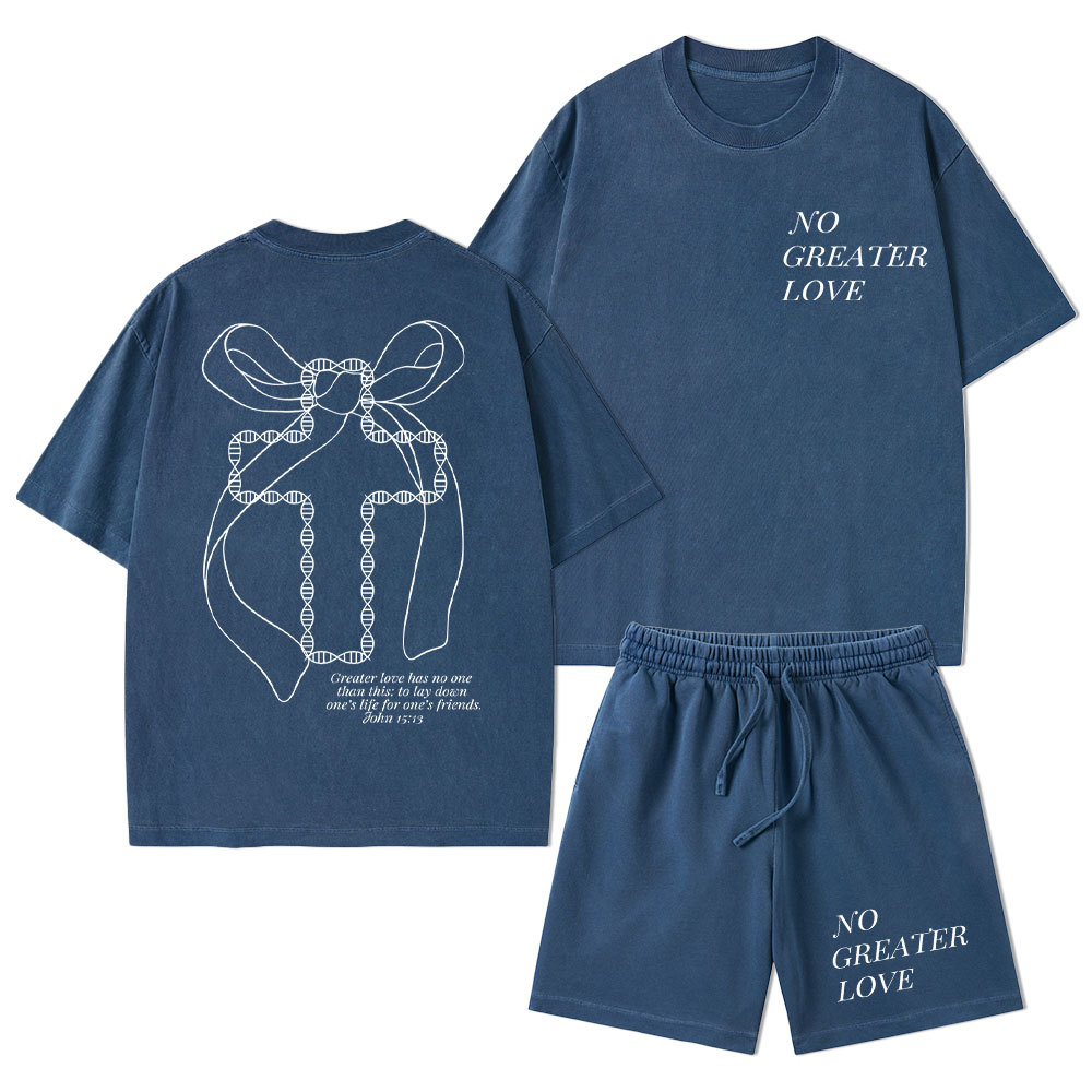 No Greater Love Christian Washed T-Shirt & Shorts