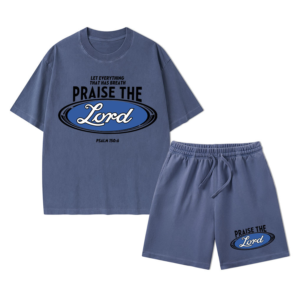 Praise The Lord Christian Washed T-Shirt & Shorts