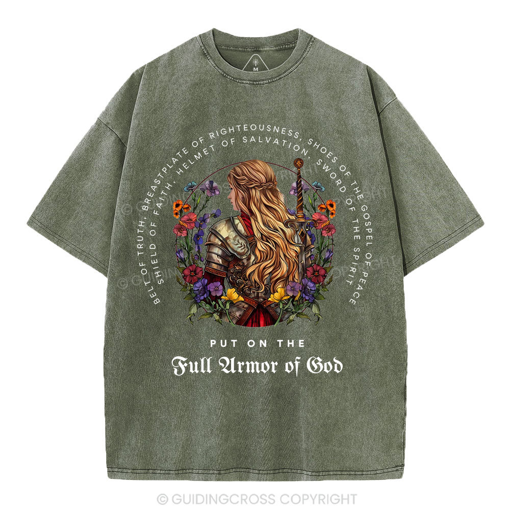 Put On The Full Armor Of God Christian Washed T-Shirt
