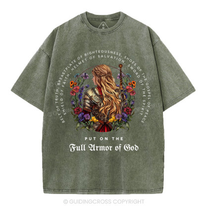 Put On The Full Armor Of God Christian Washed T-Shirt