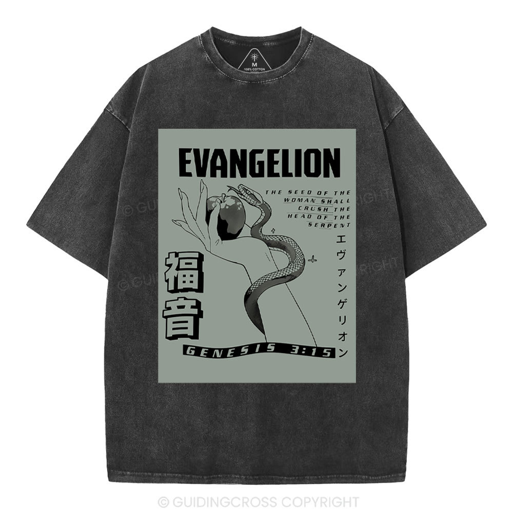 Evangelion Chirstian Washed T-Shirt
