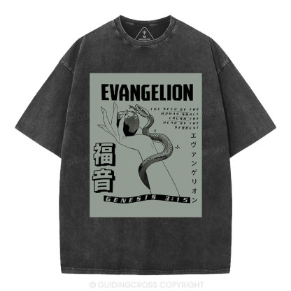 Evangelion Chirstian Washed T-Shirt