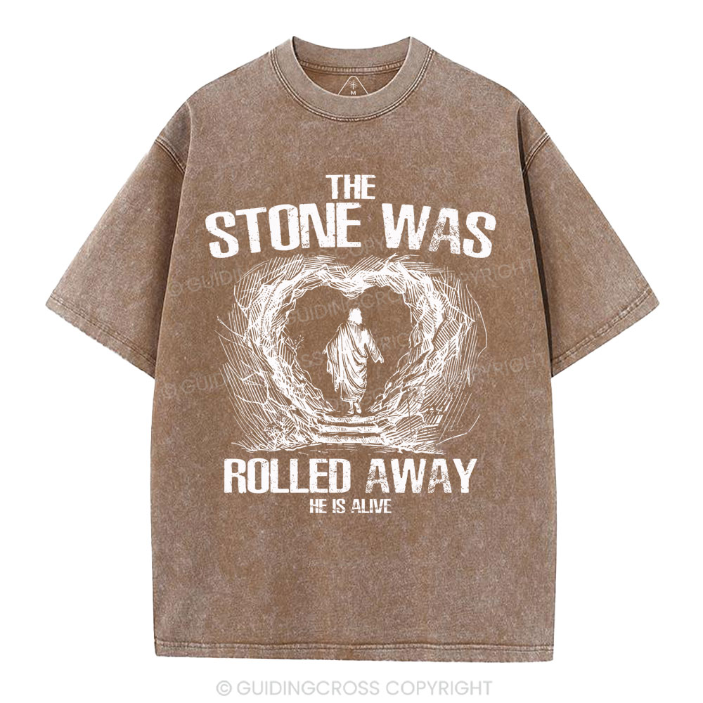The Stone Was Rolling Away Christian Washed T-Shirt