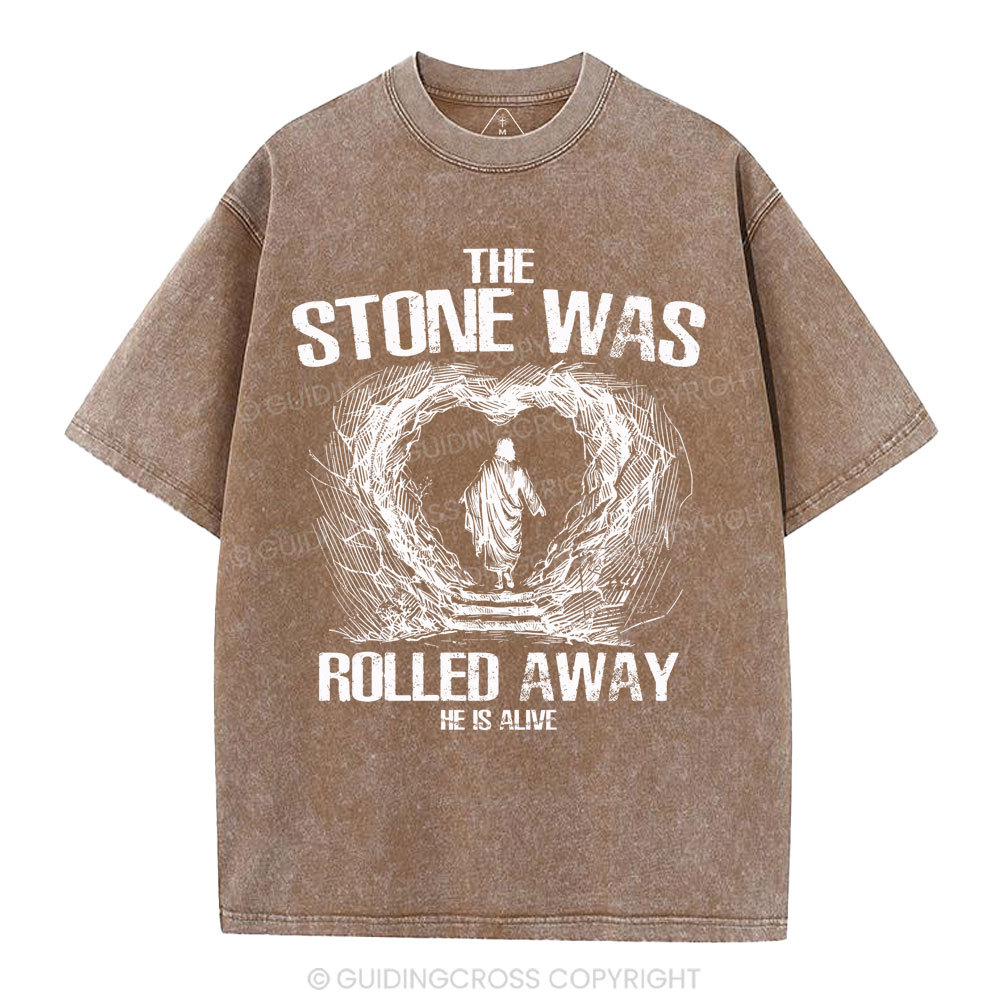 The Stone Was Rolling Away Christian Washed T-Shirt