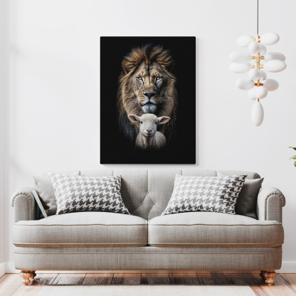 Lion And The Lamb Canvas Wall Art