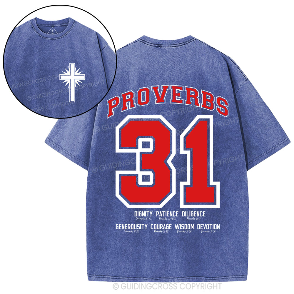7 Virtues of the Proverbs 31 Woman Christian Washed T-Shirt