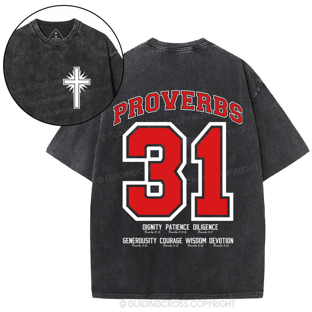 7 Virtues of the Proverbs 31 Woman Christian Washed T-Shirt