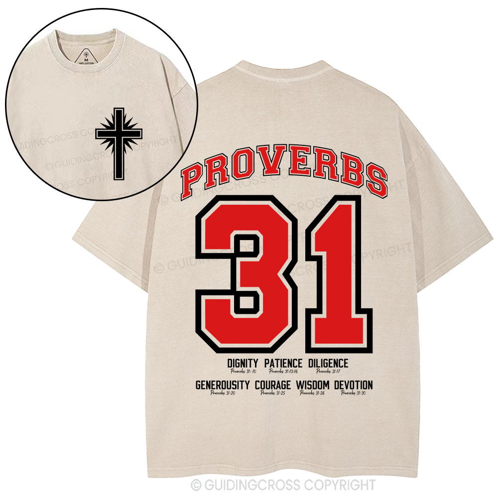 7 Virtues of the Proverbs 31 Woman Christian Washed T-Shirt
