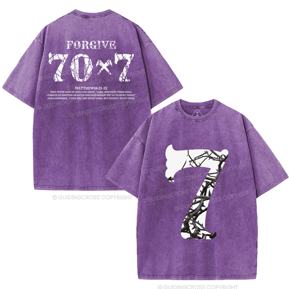 Forgive 70 7 Christian Washed T-Shirt