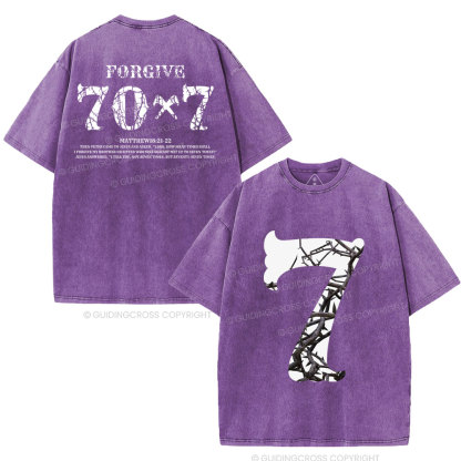 Forgive 70 7 Christian Washed T-Shirt