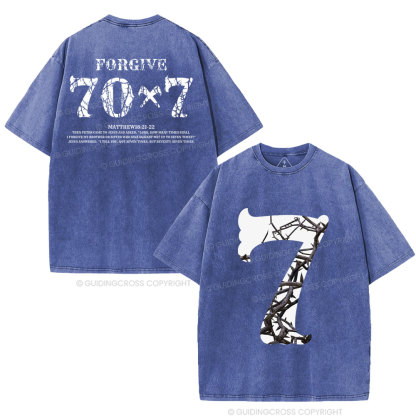 Forgive 70 7 Christian Washed T-Shirt