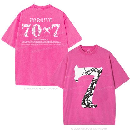 Forgive 70 7 Christian Washed T-Shirt