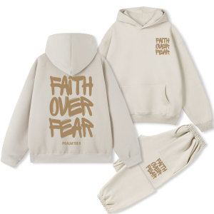 Image of Faith Over Fear Christian Fleece Hoodie Set