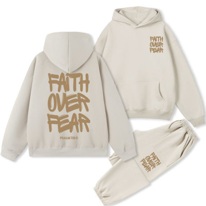 Faith Over Fear Christian Fleece Hoodie Set