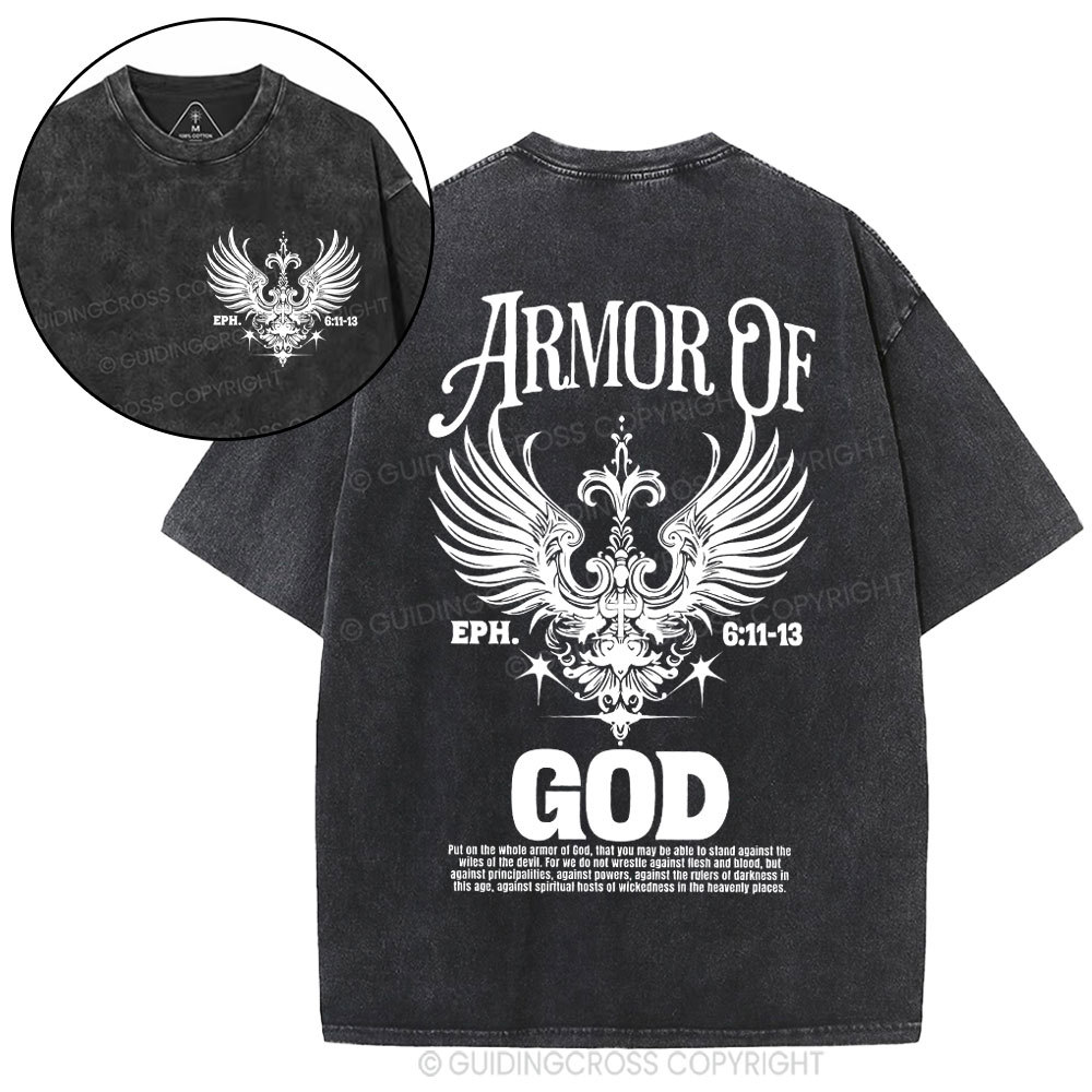 Armor Of God Christian Washed T-Shirt
