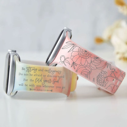 Be Strong and Courageous Joshua 1:9 Engraved Tie Dye Christian Watch Band