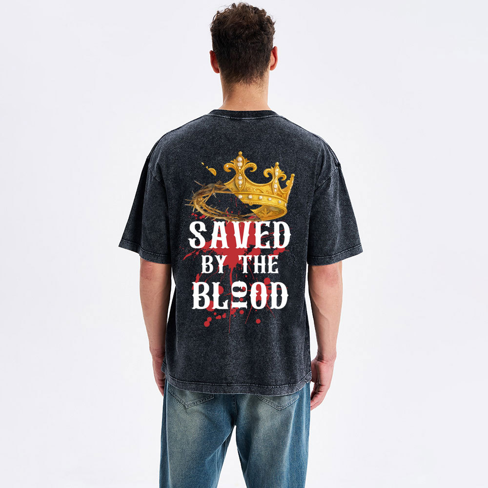 Saved By The Blood Christian Washed T-Shirt