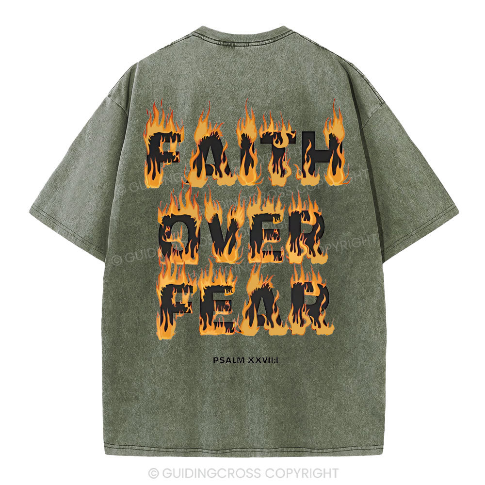 Faith Over Fear Christian Washed T-Shirt
