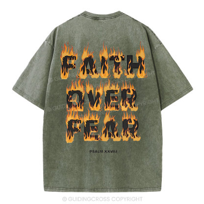Faith Over Fear Christian Washed T-Shirt