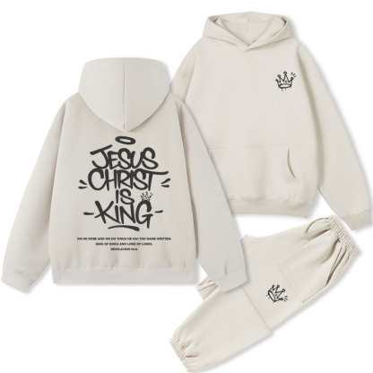 Jesus Christ Is King Christian Premium Fleece Hoodie Set