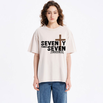 77 Times Forgiven Christian Washed T-Shirt
