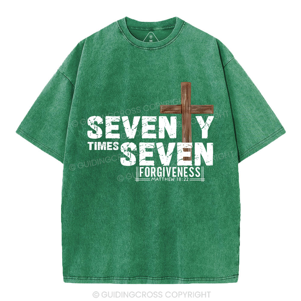 77 Times Forgiven Christian Washed T-Shirt