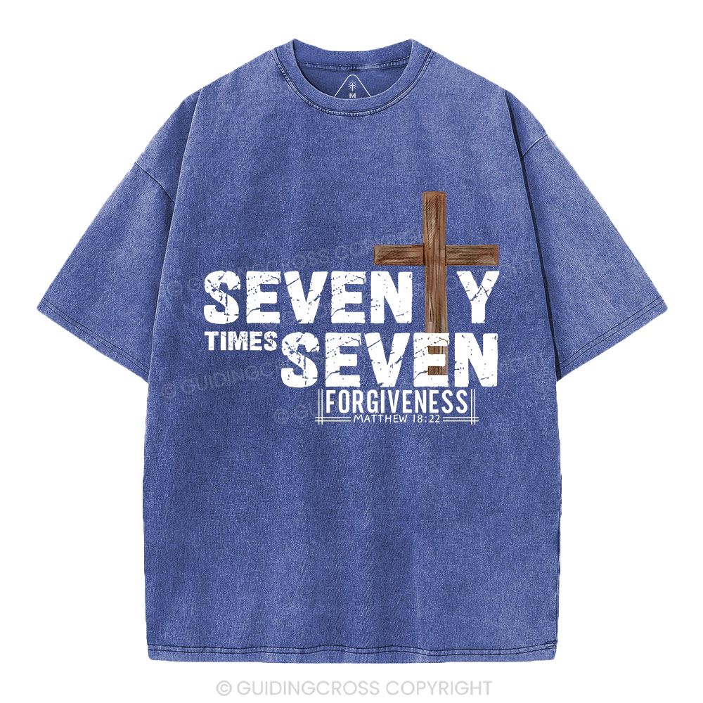 77 Times Forgiven Christian Washed T-Shirt