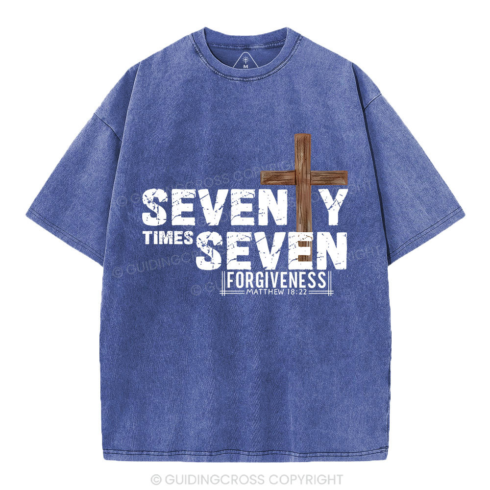 77 Times Forgiven Christian Washed T-Shirt