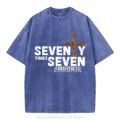 77 Times Forgiven Christian Washed T-Shirt