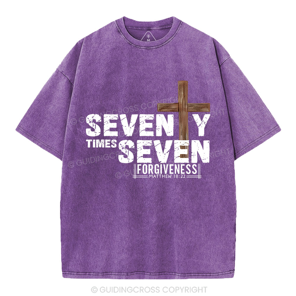 77 Times Forgiven Christian Washed T-Shirt