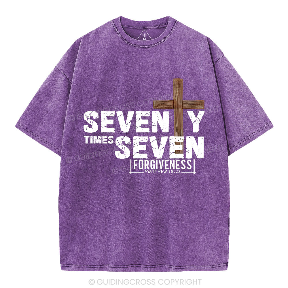 77 Times Forgiven Christian Washed T-Shirt